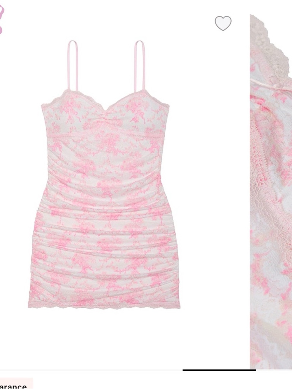 LoveShackFancy +VSPink & White Lace Ruched Mini Dress